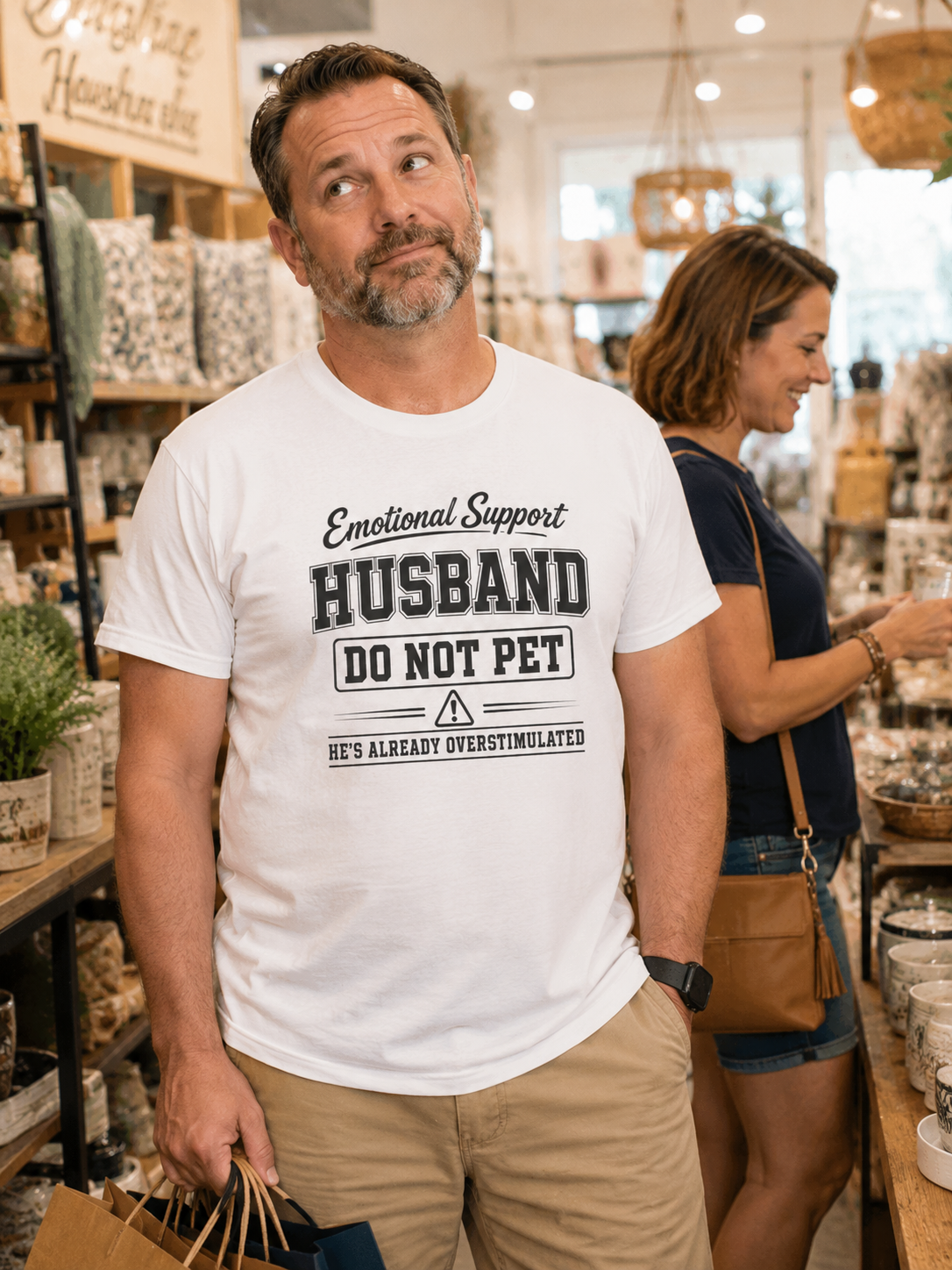 Emotional Support Husband Funny T-Shirt in a shop